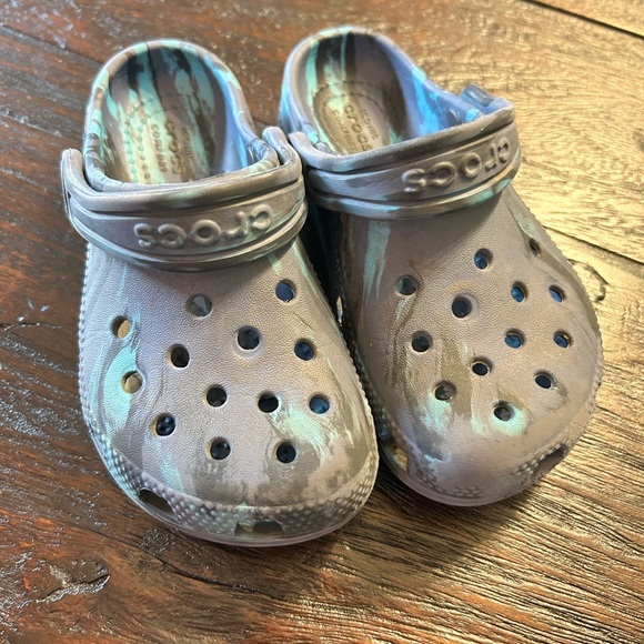 CROCS Other - CROCS Kids Classic Clog in Gray and Teal Tie-Dye